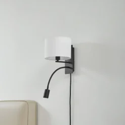 Lindby Væglamper|Væglamper > væglampe Florens, sort, LED-læselampe, 23,5 cm
