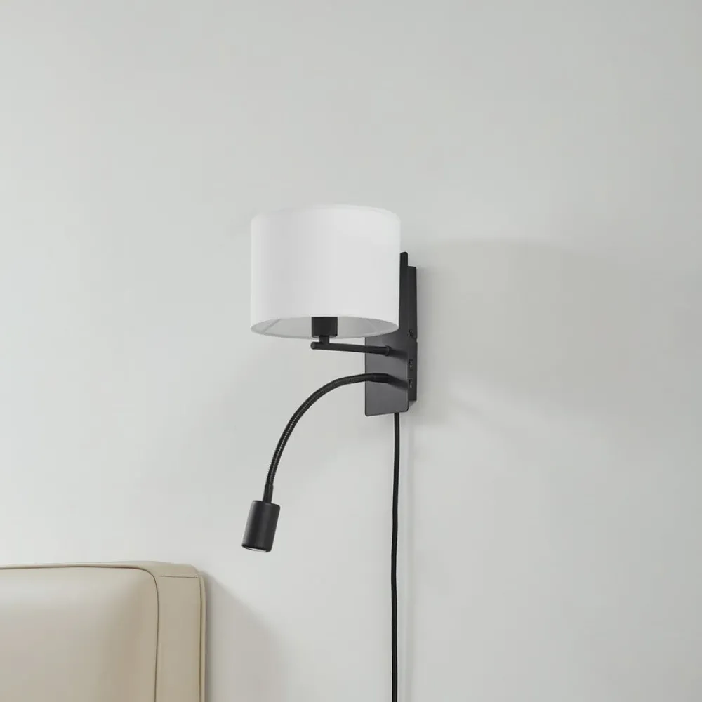 Lindby Væglamper|Væglamper > væglampe Florens, sort, LED-læselampe, 23,5 cm