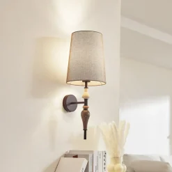 Lindby Væglamper|Væglamper > væglampe Haldorin, grå/sort, tekstil, 58 cm