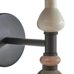 Lindby Væglamper|Væglamper > væglampe Haldorin, grå/sort, tekstil, 58 cm