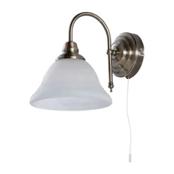 Væglamper|Væglamper ^ Lindby væglampe Hanna, 18 m, antik messing, metal, glas