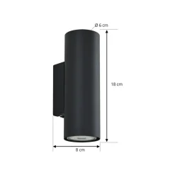 Lindby Gang|Væglamper > væglampe Joffrey, 18 cm, sort, op/ned, GU10