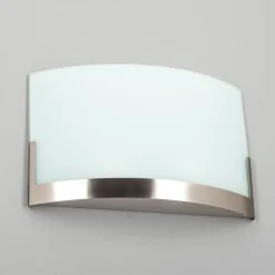 Lindby Gang|Væglamper > væglampe Karla, 35 cm, hvid/nikkel, glas, E27