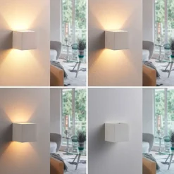 Lindby Gang|Pendellamper > væglampe Kay, hvid, gips, 11,5 x 11,5 cm