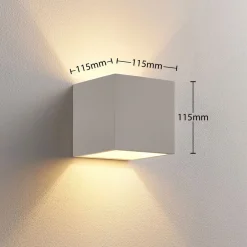 Lindby Gang|Pendellamper > væglampe Kay, hvid, gips, 11,5 x 11,5 cm