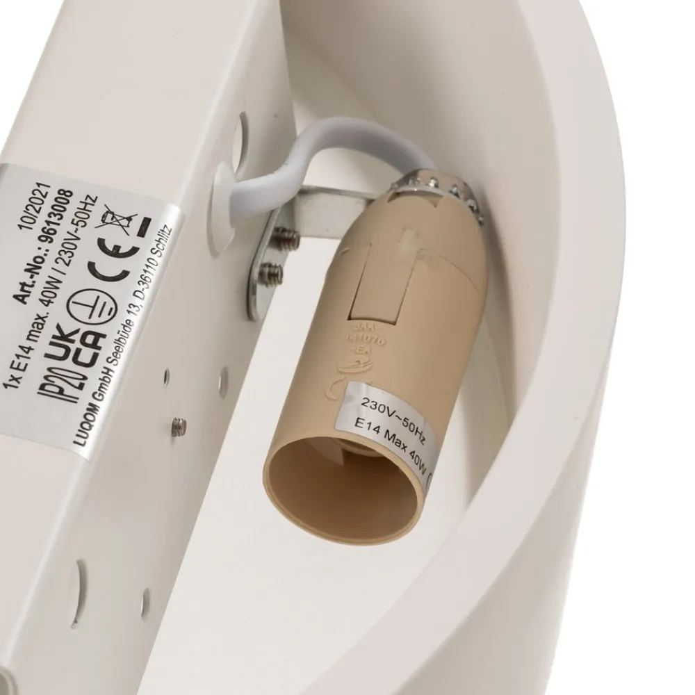 Lindby Væglamper|Væglamper > væglampe Konstantin, bredde 30 cm, hvid, gips, E14