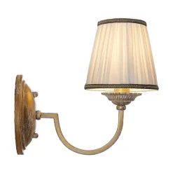 Gang|Pendellamper ^ Lindby væglampe Lumiel, creme/messing, tekstil, 27 cm