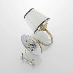 Gang|Pendellamper ^ Lindby væglampe Lumiel, creme/messing, tekstil, 27 cm