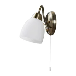 Gang|Pendellamper ^ Lindby væglampe Mael, højde 20 cm, antik messing, trækkontakt