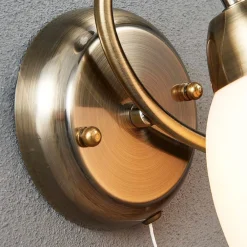 Gang|Pendellamper ^ Lindby væglampe Mael, højde 20 cm, antik messing, trækkontakt