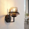 Lindby Pendellamper|Væglamper > væglampe Marinka, højde 20 cm, sort, røgfarvet glas