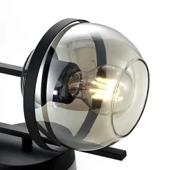 Lindby Pendellamper|Væglamper > væglampe Marinka, højde 20 cm, sort, røgfarvet glas