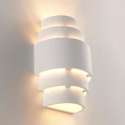 Gang|Pendellamper ^ Lindby væglampe Marit, højde 30 cm, hvid, gips, E14