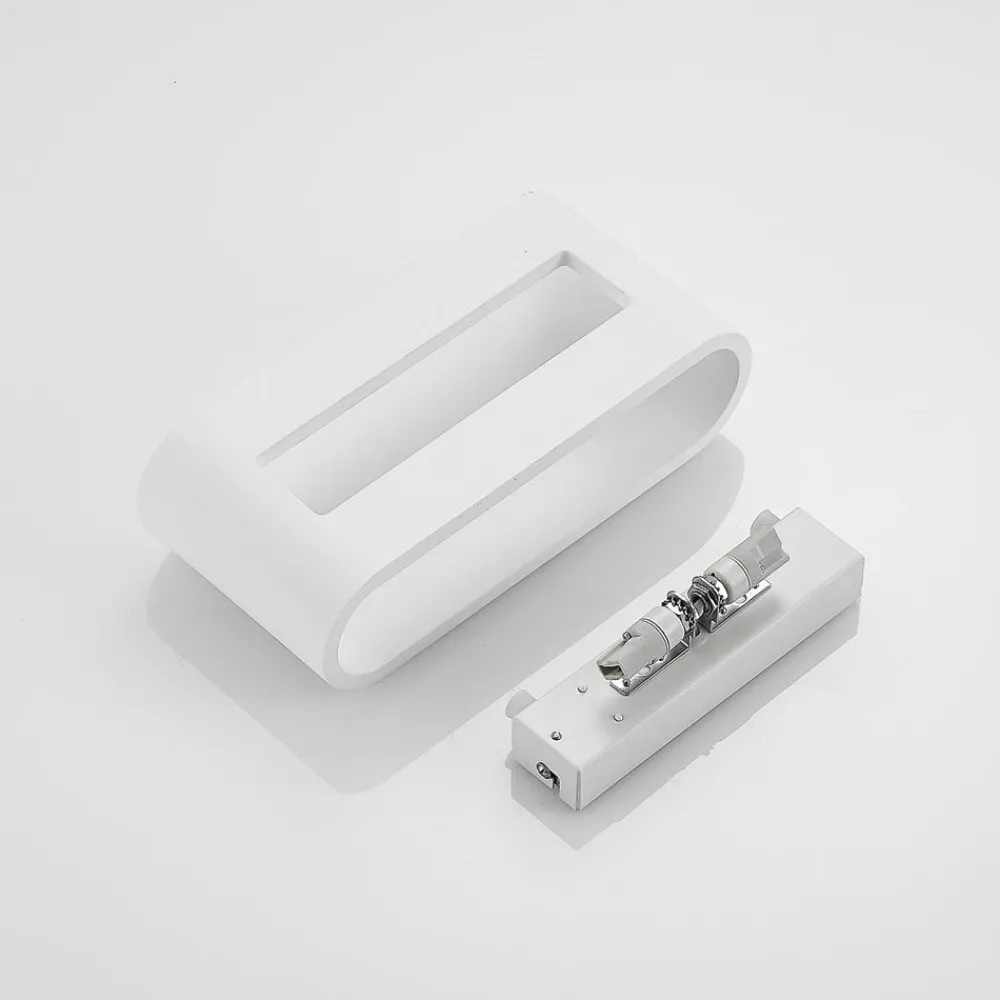 Lindby Væglamper|Væglamper > væglampe Mavora, afrundet, 25 cm, hvid, gips, G9