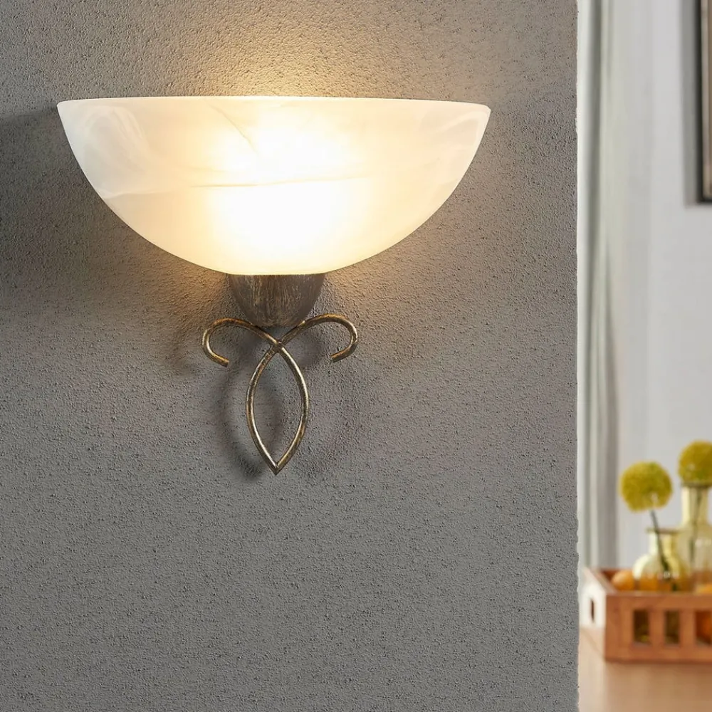 Lindby Gang|Pendellamper > væglampe Mohija, 25 cm, sort/guld, glas, E27