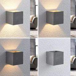 Lindby Væglamper|Væglamper > væglampe Nellie, grå, beton, 11,5 cm bred