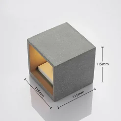 Lindby Væglamper|Væglamper > væglampe Nellie, grå, beton, 11,5 cm bred