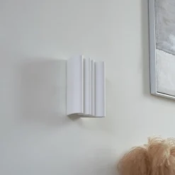 Lindby Væglamper|Væglamper > væglampe Novali, hvid, gips, op/ned, 26 cm, G9
