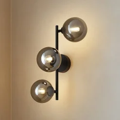 Lindby Pendellamper|Væglamper > væglampe Orbelia, sort, 3 lyskilder, glas, G9