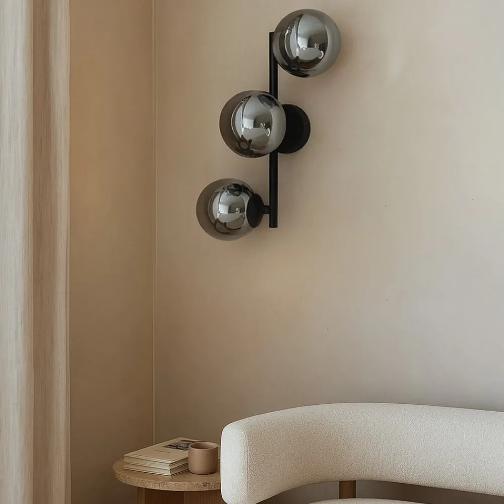 Lindby Pendellamper|Væglamper > væglampe Orbelia, sort, 3 lyskilder, glas, G9