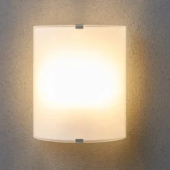 Gang|Pendellamper ^ Lindby væglampe Phil, hvid, glas, højde 21 cm
