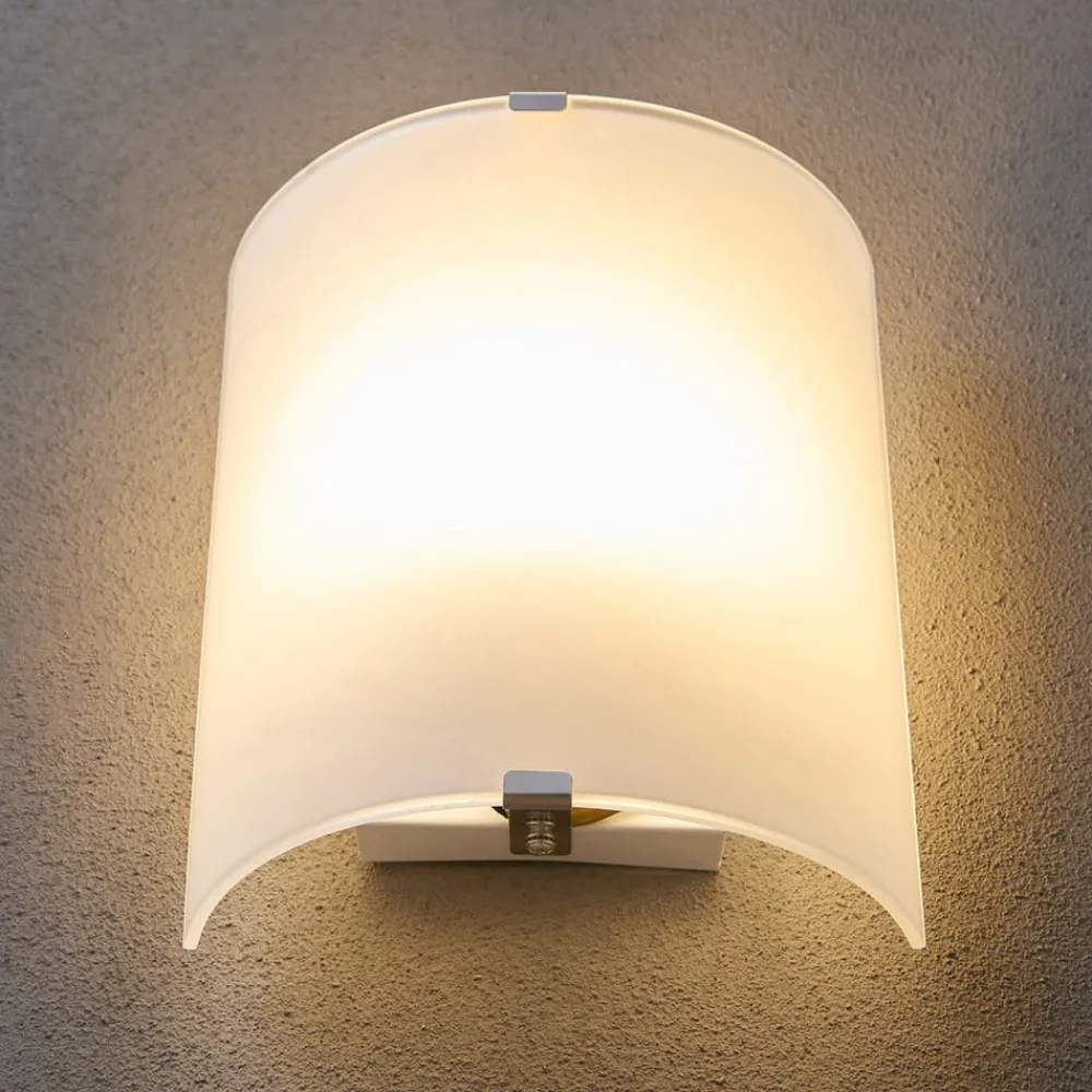Gang|Pendellamper ^ Lindby væglampe Phil, hvid, glas, højde 21 cm