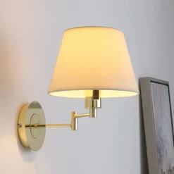 Lindby Gang|Pendellamper > væglampe Pola, 30 cm, messing, udtrækkelig, tekstil