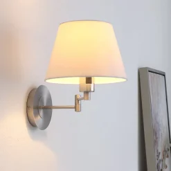 Lindby Væglamper|Væglamper > væglampe Pola, 30 cm, nikkel, udtrækkelig, tekstil