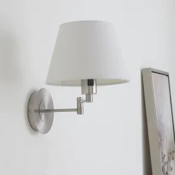 Lindby Væglamper|Væglamper > væglampe Pola, 30 cm, nikkel, udtrækkelig, tekstil