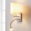 Væglamper|Væglamper ^ Lindby væglampe Shajan, 29 cm, tekstil, E27, LED-læselampe
