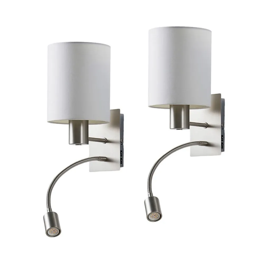 Væglamper|Væglamper ^ Lindby væglampe Shajan, sæt af 2, 29cm, E27, LED-læselampe