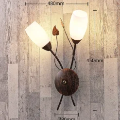 Lindby Væglamper|Væglamper > væglampe Stefania, sort/guld, glas, E14, 42,5 cm