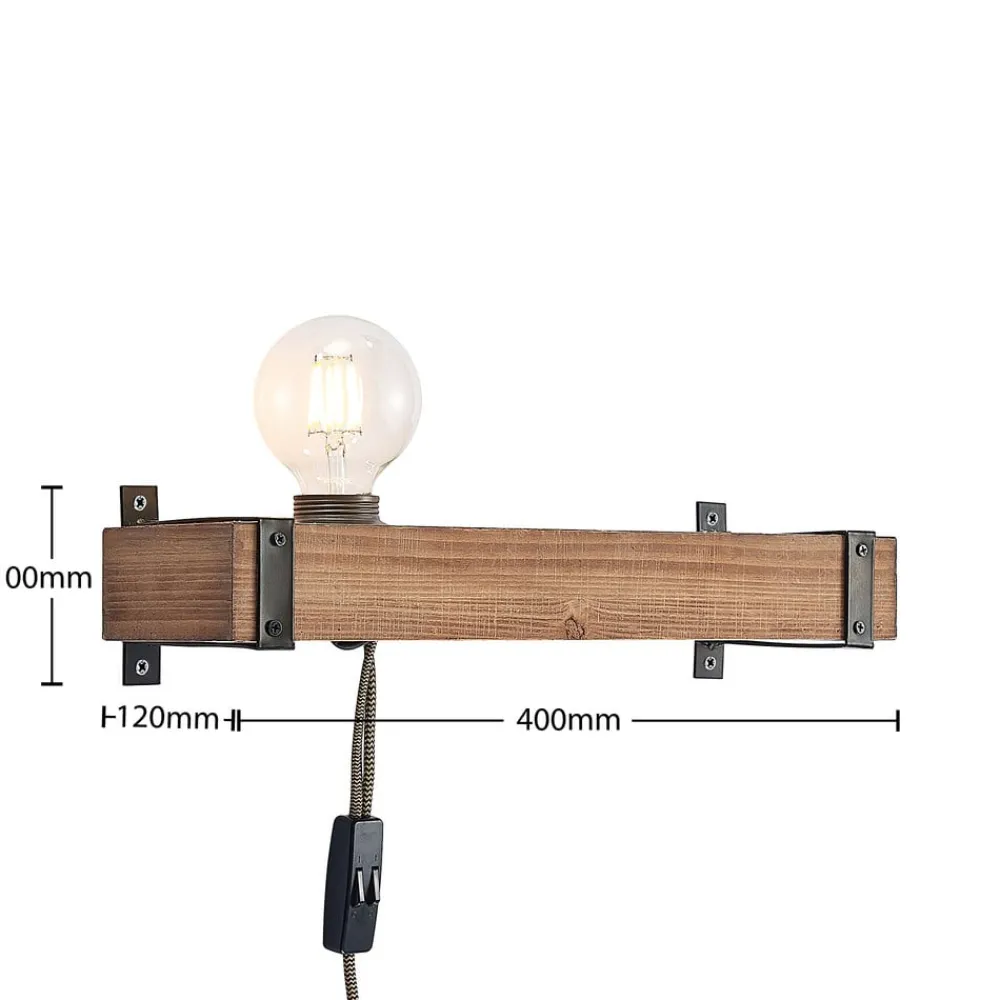 Væglamper|Væglamper ^ Lindby væglampe Sverina, 40 cm, træ, stik, E27