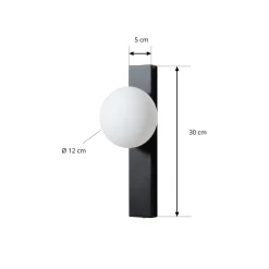 Lindby Væg- Og Spejllamper|Væglamper > væglampe Tavrik, sort/hvid, højde 30 cm, glas