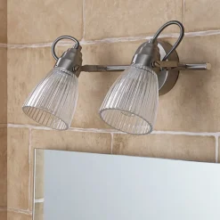 Lindby Gang|Væg- Og Spejllamper > væglampe til badeværelset Kara, 31 cm, 2 lyskilder, glas, IP44, G9