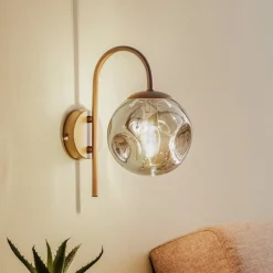 Lindby Gang|Væglamper > væglampe Valentina, E14, røggrå, glas, 28,6 cm