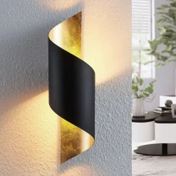 Lindby Gang|Pendellamper > væglampe Vanni, sort/guld, metal, højde 57 cm