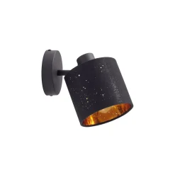 Væglamper|Væglamper ^ Lindby væglampe Vasilia, Ø 12 cm, sort/guld, stof
