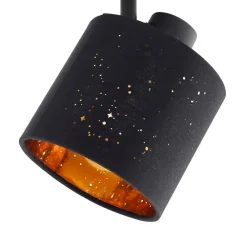 Væglamper|Væglamper ^ Lindby væglampe Vasilia, Ø 12 cm, sort/guld, stof