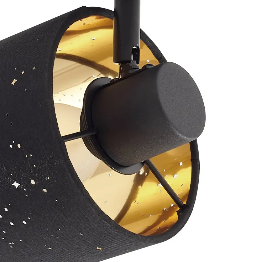Væglamper|Væglamper ^ Lindby væglampe Vasilia, Ø 12 cm, sort/guld, stof