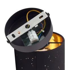 Væglamper|Væglamper ^ Lindby væglampe Vasilia, Ø 12 cm, sort/guld, stof