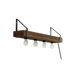 Væglamper ^ Lindby væglampe Vatana, træ, stik, USB-port, 80 cm