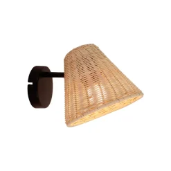 Lindby Gang|Væglamper > væglampe Zyralia, træfarvet, rattan, 19,5 cm høj