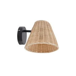 Lindby Gang|Væglamper > væglampe Zyralia, træfarvet, rattan, 19,5 cm høj