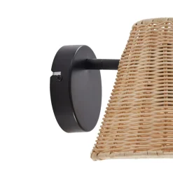 Lindby Gang|Væglamper > væglampe Zyralia, træfarvet, rattan, 19,5 cm høj
