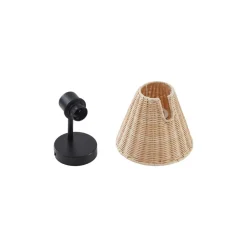Lindby Gang|Væglamper > væglampe Zyralia, træfarvet, rattan, 19,5 cm høj
