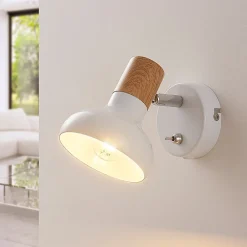 Lindby Gang|Væglamper > vægspot Fridolin, 14 cm, hvid, metal, afbryder