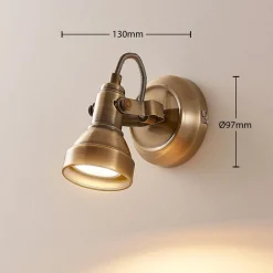 Lindby Loftlamper|Pendellamper > vægspot Perseas, antik messing, metal, 16 cm, GU10