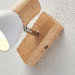 Gang|Pendellamper ^ Lindby vægspot Thorin, 14 cm høj, hvid, træ, E14