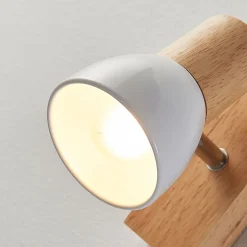 Gang|Pendellamper ^ Lindby vægspot Thorin, 14 cm høj, hvid, træ, E14